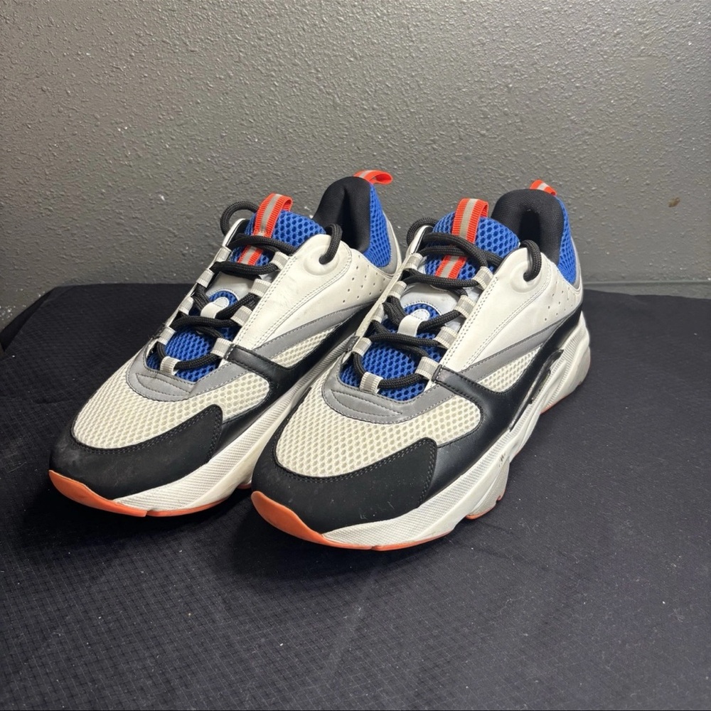 Dior B22 White Orange Blue Mens Reflective Sneakers - Size 45